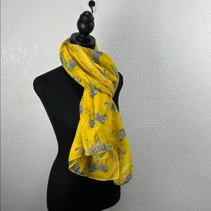 Printed‎ Village Women’s Yellow Zebra Print Scarf Lightweight  76” X 42” safari